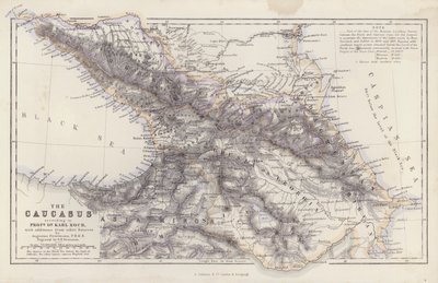 Mappa: Il Caucaso, secondo il Professor Dottor Karl Koch, con aggiunte da altre fonti, di Augustus Petermann da English School