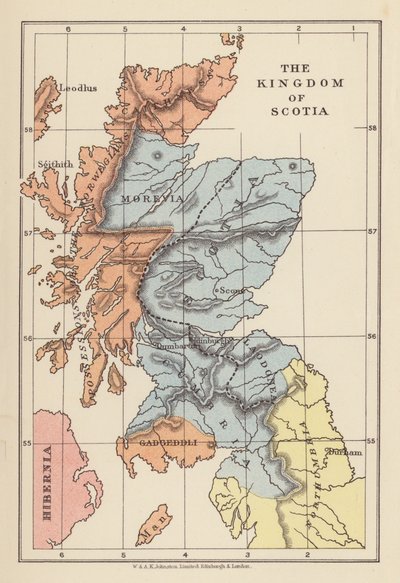 Mappa: Il Regno di Scozia (litografia a colori) da English School