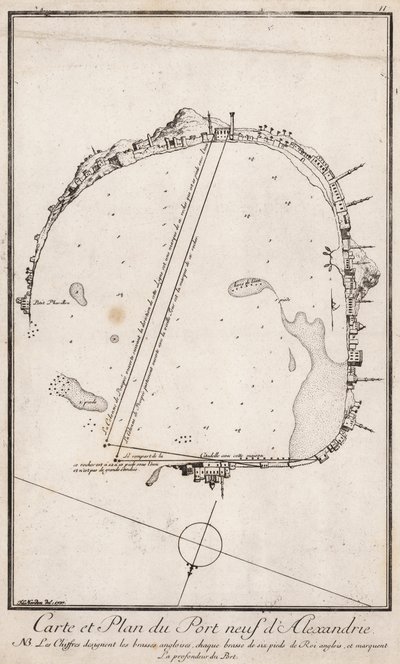 Mappa e piano del Porto di Alessandria, Egitto da English School