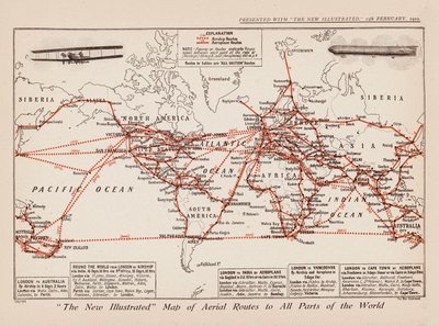 Mappa delle rotte aeree verso tutte le parti del mondo da English School