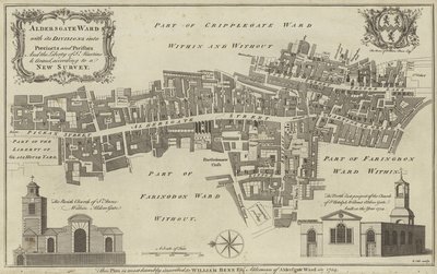 Mappa del quartiere di Aldersgate, Città di Londra da English School