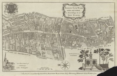 Mappa del quartiere di Bishopsgate, Londra da English School