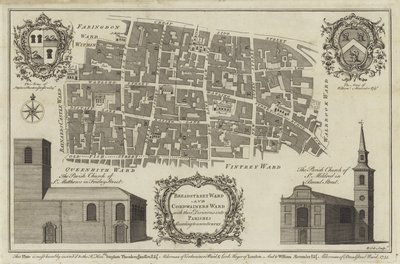 Mappa dei quartieri di Bread Street e Cordwainers, Londra da English School