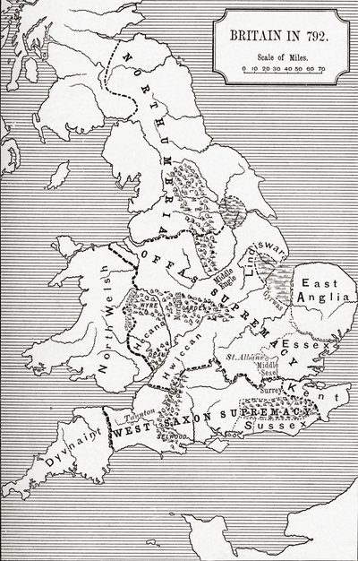 Mappa della Gran Bretagna nel 792, da 