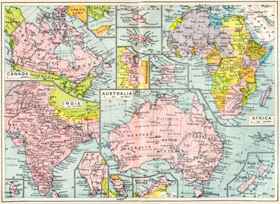 Mappa dei possedimenti britannici nel 1914 all