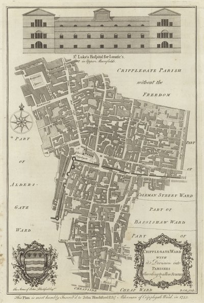Mappa del quartiere di Cripplegate, Londra da English School