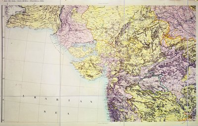 Mappa di Cutch e della presidenza di Bombay, India, 1898 da English School