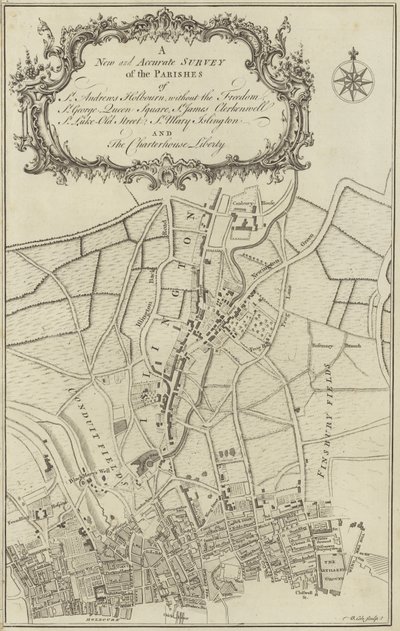 Mappa di Islington, Clerkenwell, Holborn e Finsbury da English School