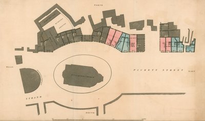 Mappa di Pickett Street e The Strand, Londra da English School