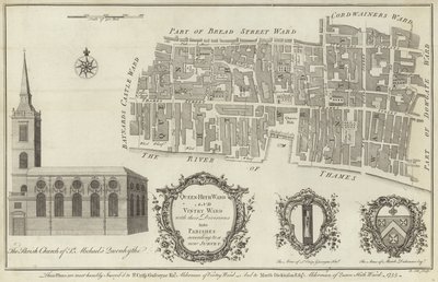 Mappa dei quartieri di Queenhithe e Vintry, Londra da English School