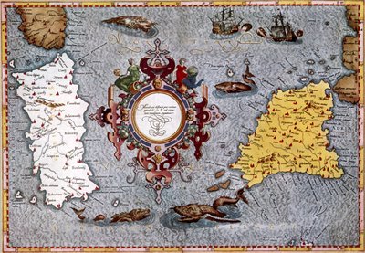 Carta della Sardegna e della Sicilia, "Geographica" di Tolomeo da English School