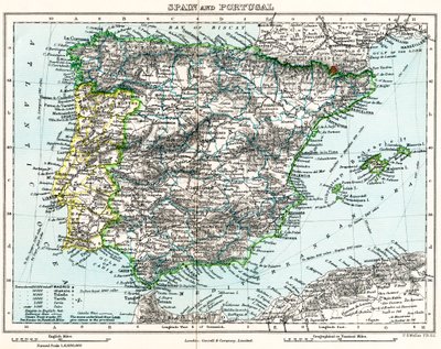 Mappa di Spagna e Portogallo da Milner