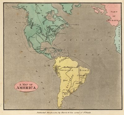 Mappa delle Americhe, circa 1821 da English School
