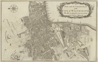 Mappa della Città di Westminster e del Ducato di Lancaster, Londra da English School