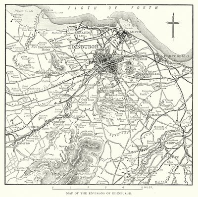 Mappa dei dintorni di Edimburgo da English School