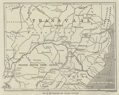 Mappa del Transvaal e delle province adiacenti (incisione) da English School