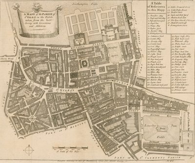 Mappa della parrocchia di St Giles in the Fields, Londra da English School