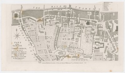 Mappa che mostra il maniero di Paris Garden di R Wilkinson, 1822 da English School