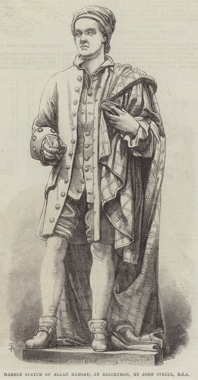 Statua in marmo di Allan Ramsay, a Edimburgo, di John Steell, RSA (incisione) da English School