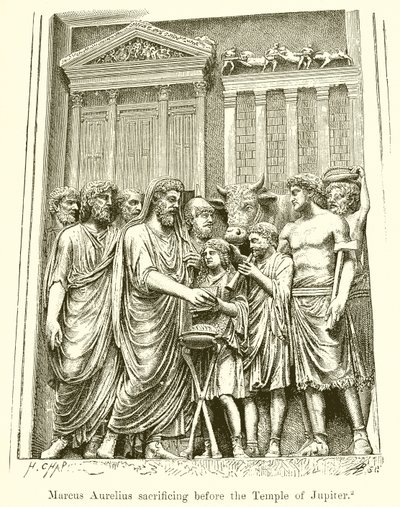 Marco Aurelio che sacrifica davanti al Tempio di Giove da English School