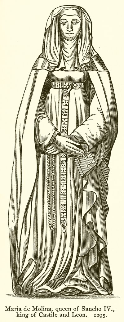 Maria de Molina, Regina di Sancho IV, Re di Castiglia e León. 1295 da English School