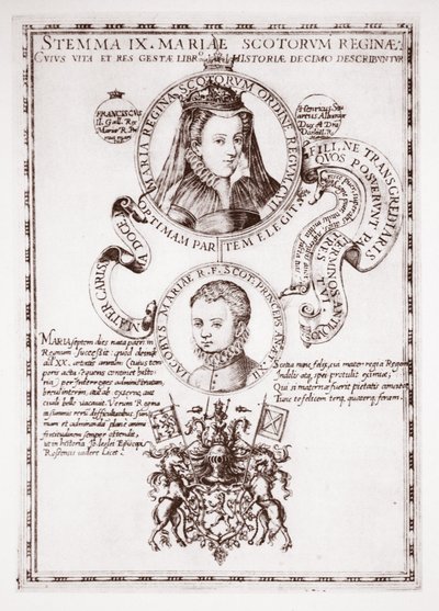 Maria, regina degli scozzesi e suo figlio, re Giacomo da English School