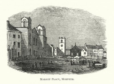Piazza del Mercato, Morpeth (incisione) da English School