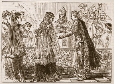 Matrimonio di Enrico I e Matilde, illustrazione da Cassells Illustrated History of England da English School