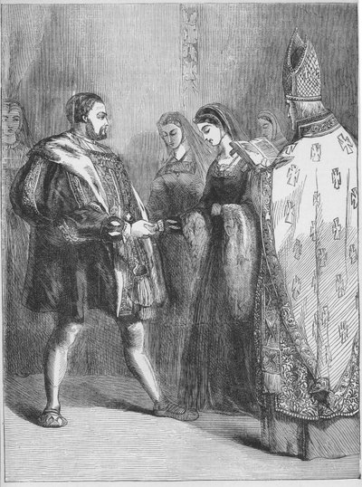 Matrimonio di Enrico VIII e Caterina Parr (stampa) da English School
