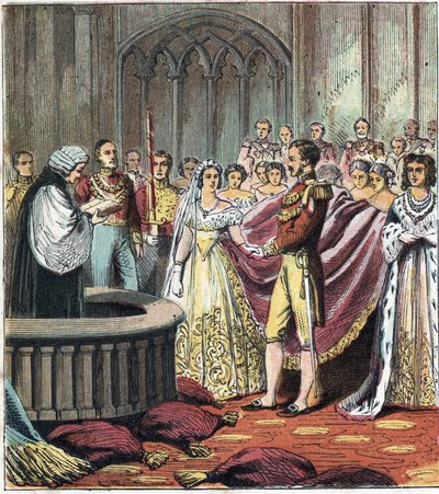 Matrimonio della Regina Vittoria I (1819-1901) e del Principe Alberto di Sassonia Coburgo Gotha (Sassonia-Coburgo-Gotha) da English School