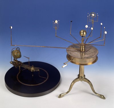 Planetario portatile tipo Martin o Orrery, di Thomas Blunt, George Newman e Thomas Voigt, c.1808 (ottone, ottone argentato e avorio) da English School