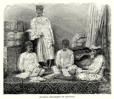 Mercanti marwari di Calcutta (incisione) da English School
