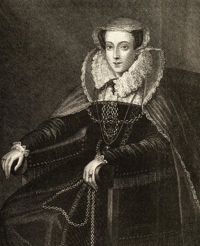 Maria Stuarda (1542-87) (incisione) da English School