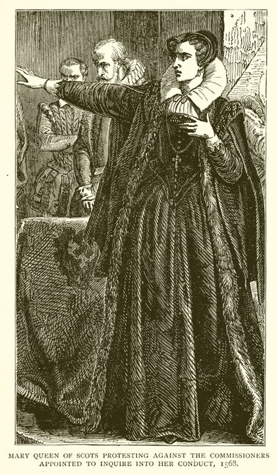 Maria Stuarda protesta contro i commissari incaricati di indagare sulla sua condotta, 1568 da English School