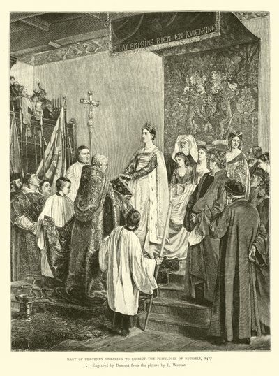 Maria di Borgogna giura di rispettare i privilegi di Bruxelles, 1477 da English School