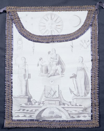 Grembiule massonico raffigurante fede, speranza e carità da English School