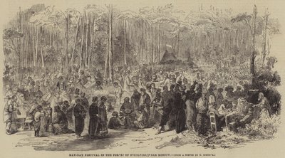 Festa del Primo Maggio nella foresta di Sokolniki, vicino a Mosca (incisione) da English School