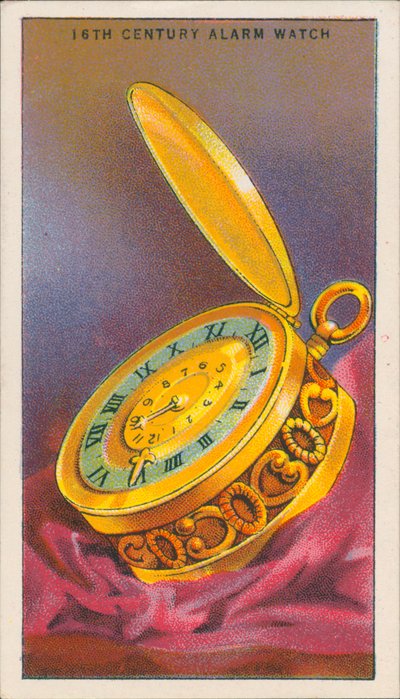 Misura del tempo: orologio sveglia (litografia a colori) da English School