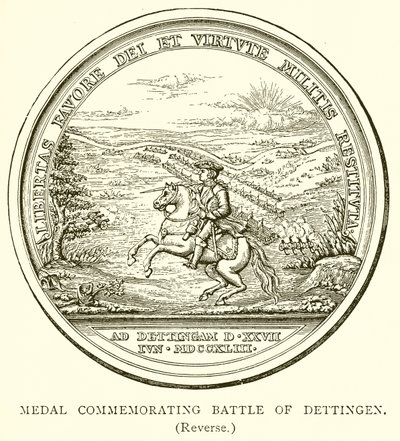 Medaglia Commemorativa della Battaglia di Dettingen (Rovescio) da English School