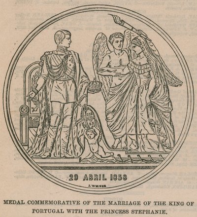 Medaglia commemorativa del matrimonio del Re del Portogallo con la Principessa Stephanie da English School