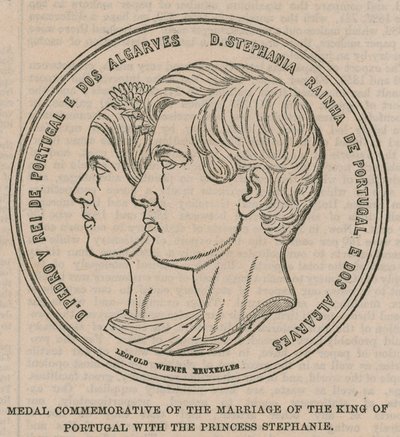 Medaglia commemorativa del matrimonio del Re del Portogallo con la Principessa Stephanie da English School