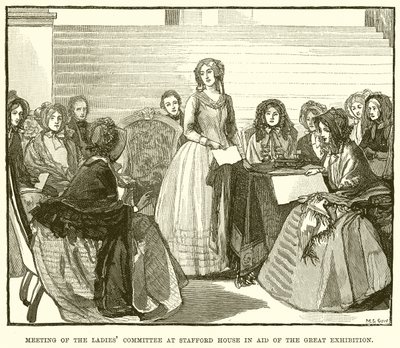 Riunione del comitato delle signore a Stafford House a sostegno della Grande Esposizione da English School