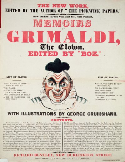 Memorie di Grimaldi il clown, con illustrazioni di George Cruikshank, 1888 da English School