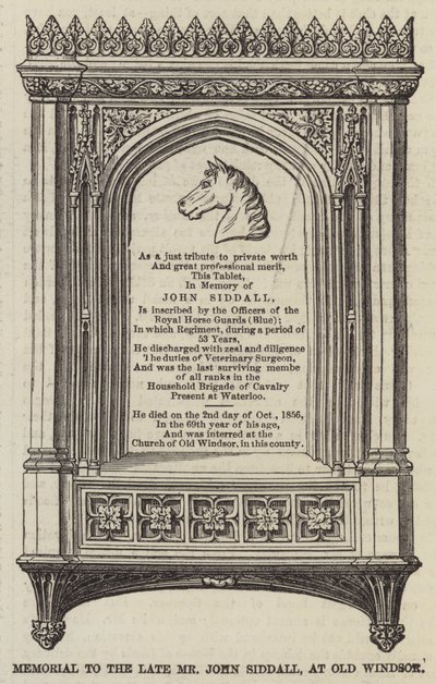 Memoriale al defunto signor John Siddall, a Old Windsor da English School