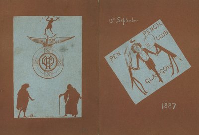 Menu per un banchetto in onore di Henry Irving, Pen and Pencil Club, Glasgow, 15 settembre 1887 da English School