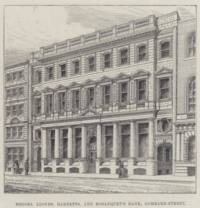 La Banca di Messers Lloyds, Barnetts e Bosanquet, Lombard-Street (incisione) da English School