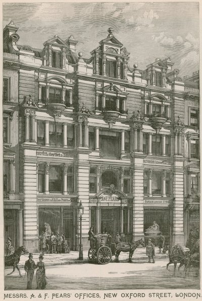 Uffici di Messrs A & F Pears, New Oxford Street, Londra da English School