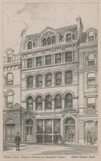 Magazzino di tabacco dei signori Willis, Holborn Viaduct da English School