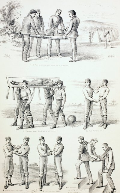 Metodi di trasporto dei feriti, c.1890 da English School