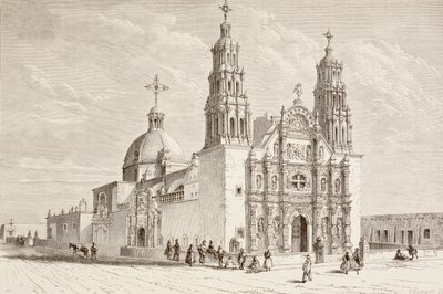 Cattedrale metropolitana in Plaza de Armas, Chihuahua, Messico nel XIX secolo da English School